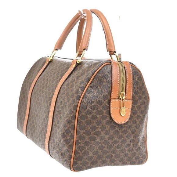 CELINE Macadam Pattern Boston Travel Bag PVC Leather Brown 268-082525 - Picture 4 of 15